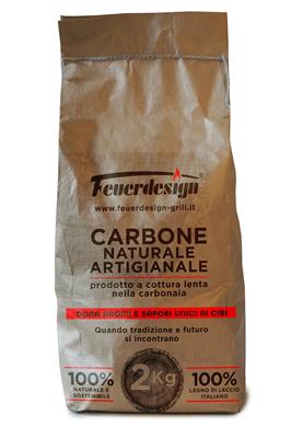 FEUERDESIGN – 2 kg Naturkohle Antiche Carbonaie, aus 100 % italienischem Steineichenholz